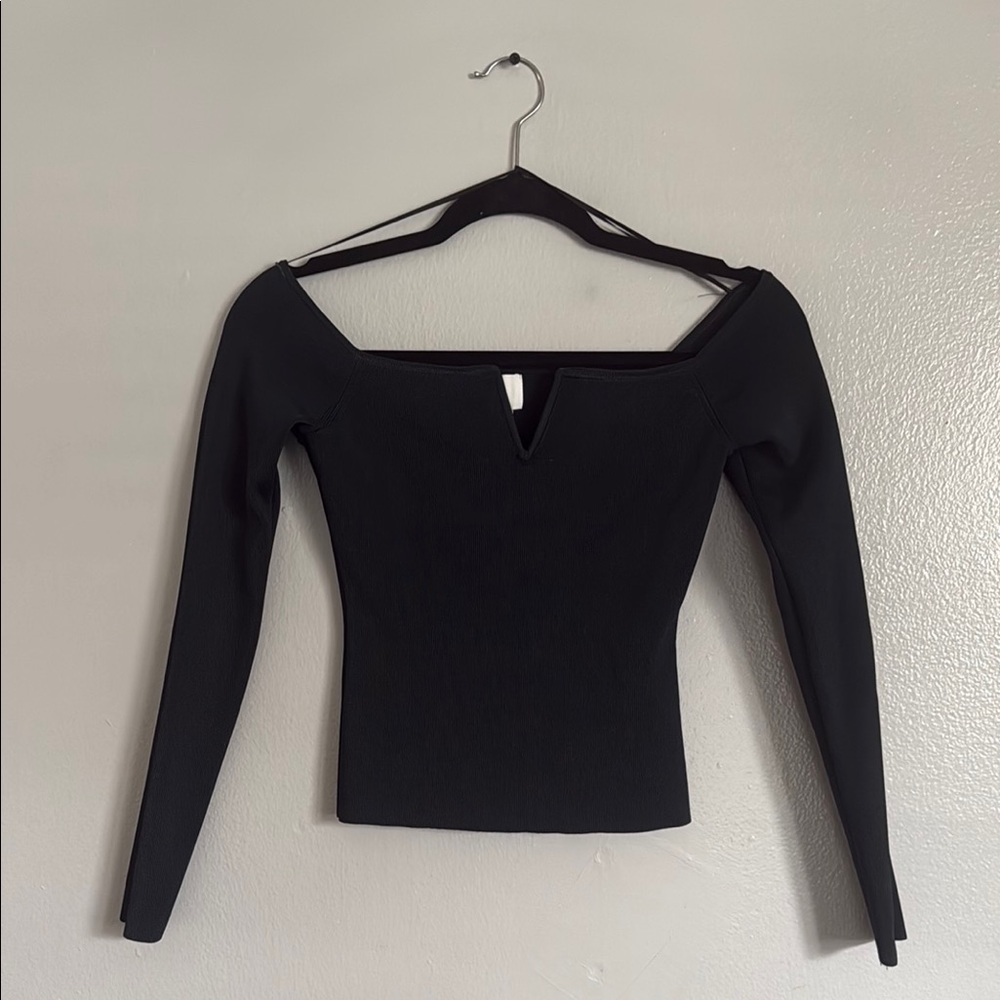 RIB-KNIT OFF-THE-SHOULDER TOP - Picture 2 of 4